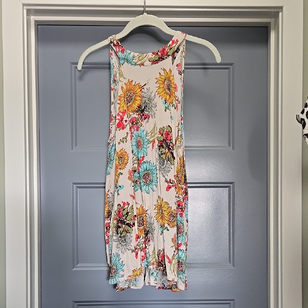 Staccato Floral Tank Top - Cream with Multicolor Design
